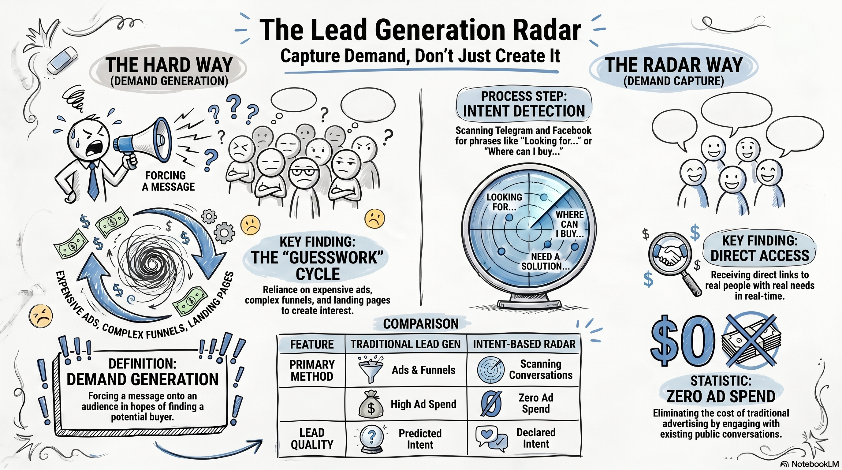 DemandRadar: Hearing the Client Through the Noise of Social Media (without ads)